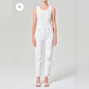 Agolde Riley High Rise Straight Crop Button Fly White Size 31